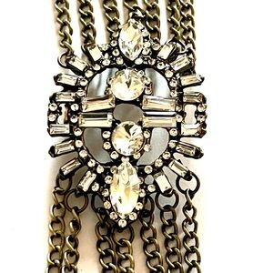 🌟 SALE $20 🌟 Vintage L&F Crystal Rhinestone Antique Gold Tone Chainlink Toggle